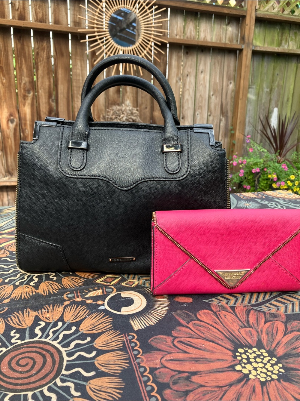Rebecca Minkoff Small Black Amorous Satchel + Hot Pink Wallet